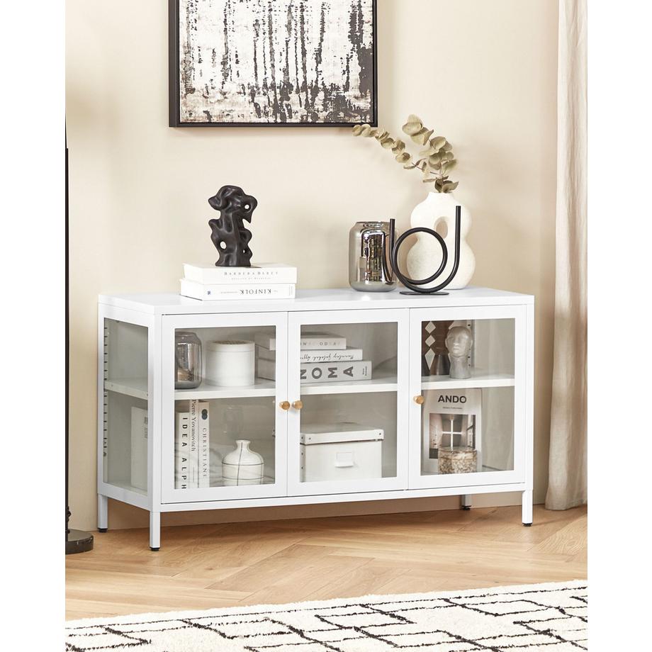 Beliani Buffet avec vitrine en verre en Acier  NEWPORT  