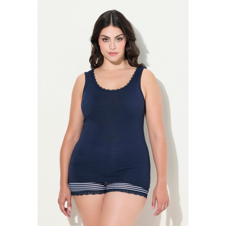 Ulla Popken Unterhemd Spitze Rundhalsausschnitt  