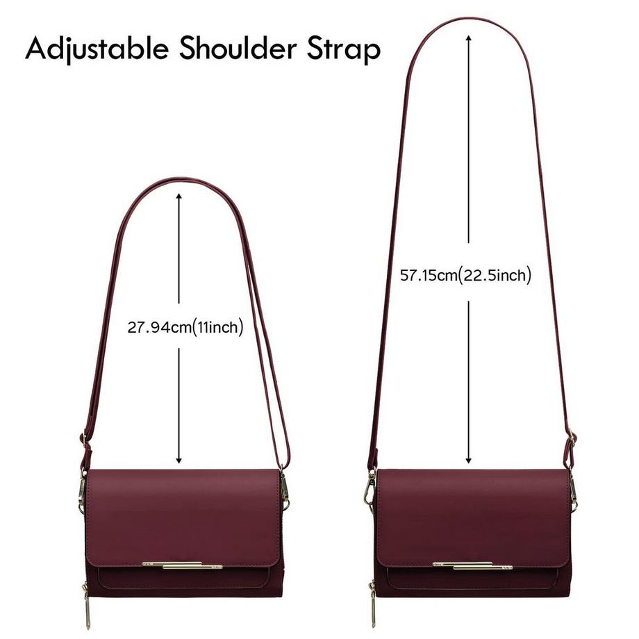 Only-bags.store Sac Bandoulière Crossbody Cuir PU Porte Passeport Téléphone Fente Carte Bandoulière Réglable Détachable  