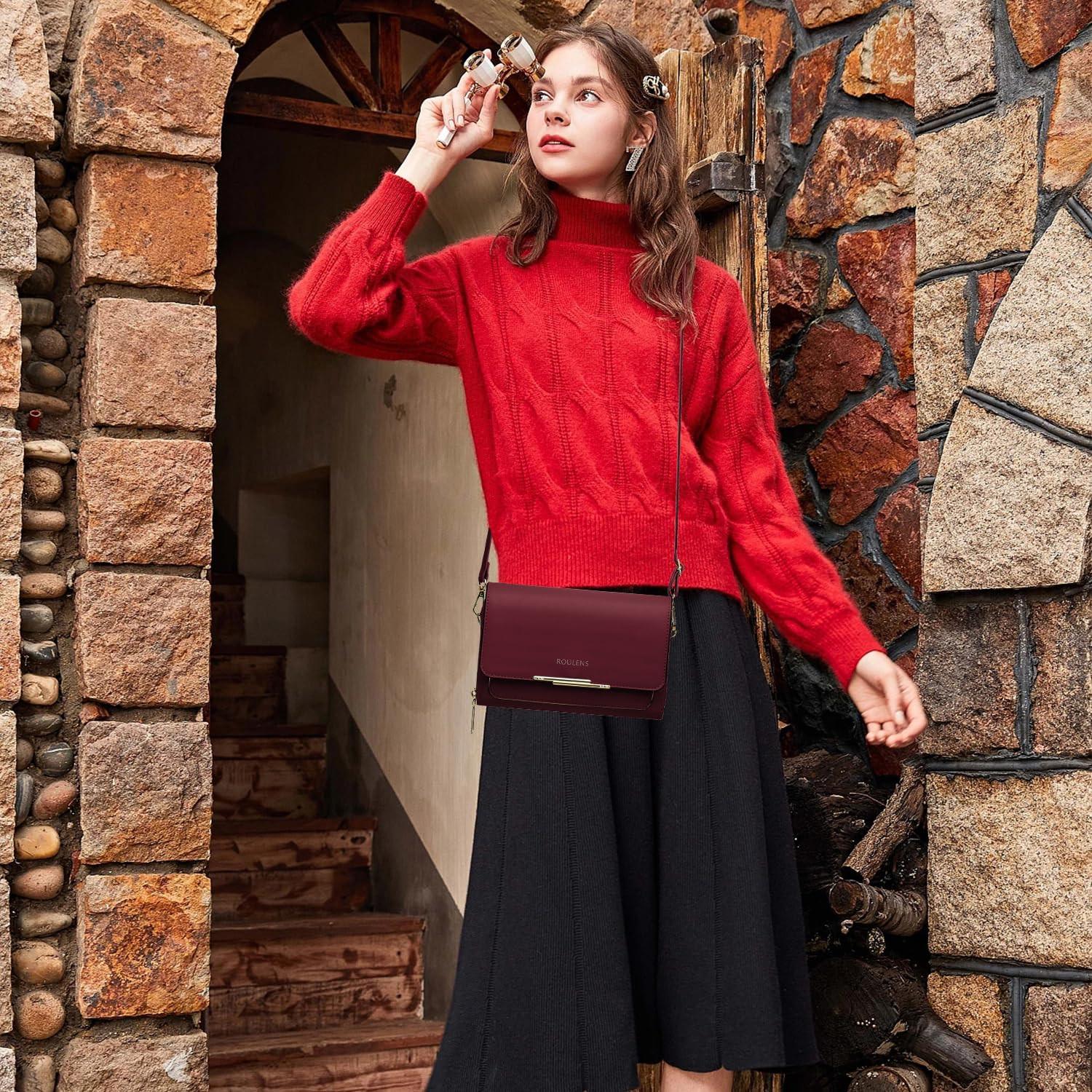 Only-bags.store PU Leder Crossbody Umhängetasche Passport Handytasche mit Kartenschlitz Verstellbarer Abnehmbarer Schulterriemen  