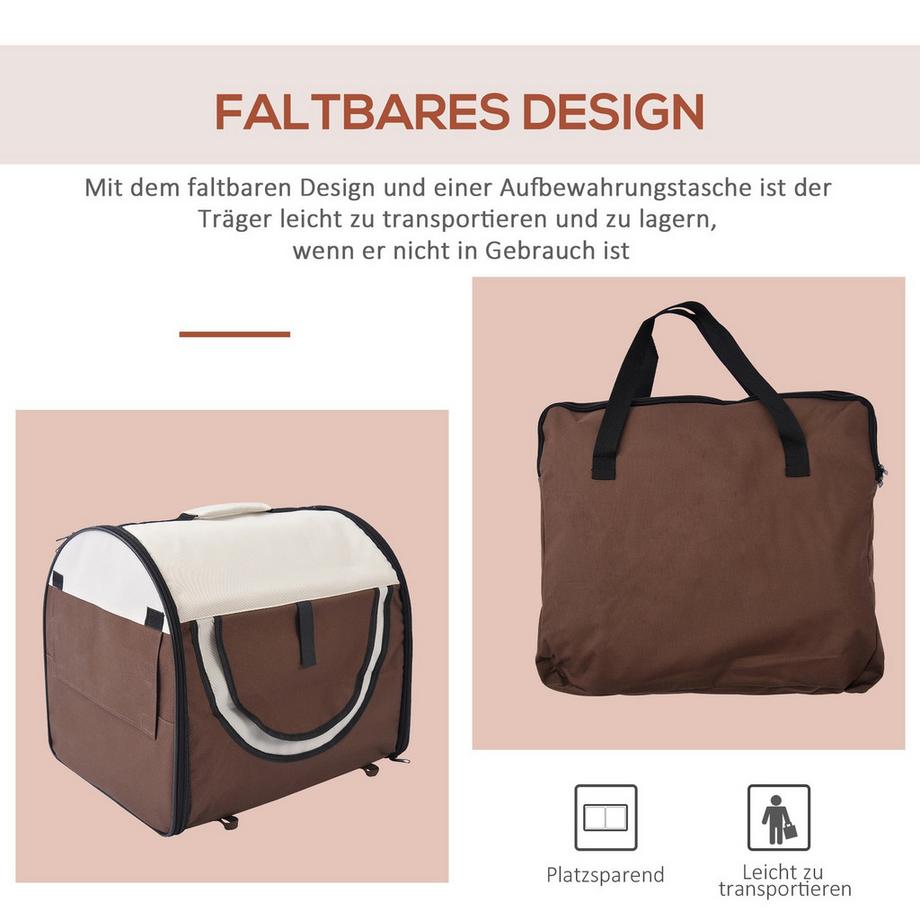 Northio  Hundebox Faltbare Hundetransportbox & Haustierrucksack Mit Kissen, Wasserdicht, Oxfordstoff, Kaffee 
