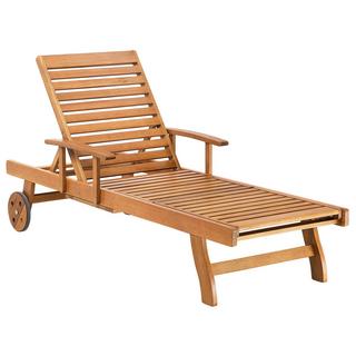 Beliani Lettino Prendisole con Cuscino en Legno d'acacia Rustico JAVA PREMIUM  