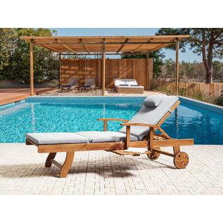 Beliani Lettino Prendisole con Cuscino en Legno d'acacia Rustico JAVA PREMIUM  