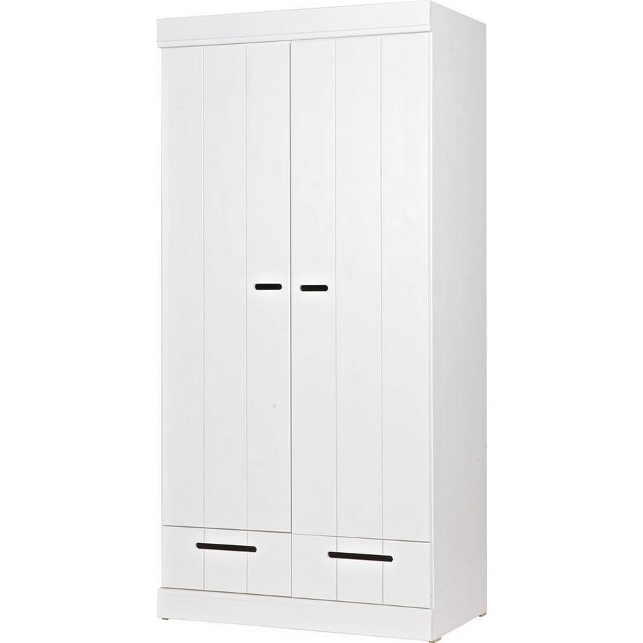 mutoni Kleiderschrank Connect 2-türig 2 Schubladen Kiefer FSC weiss  