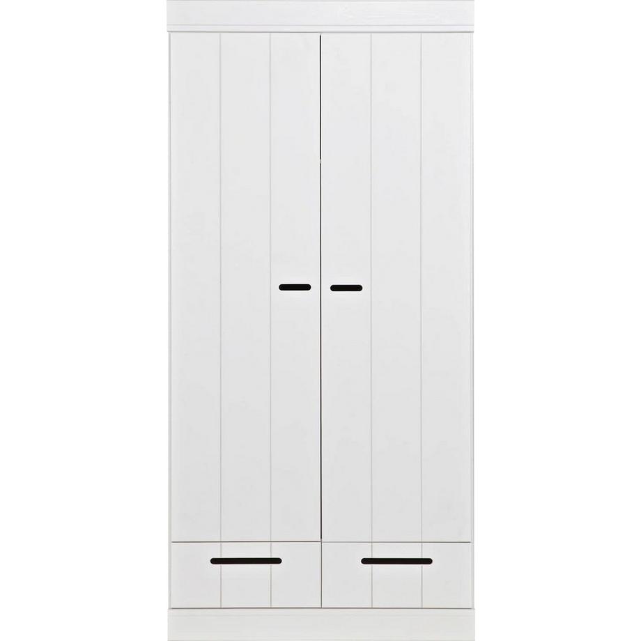 Kleiderschrank Connect 2-türig 2 Schubladen Kiefer FSC weiss