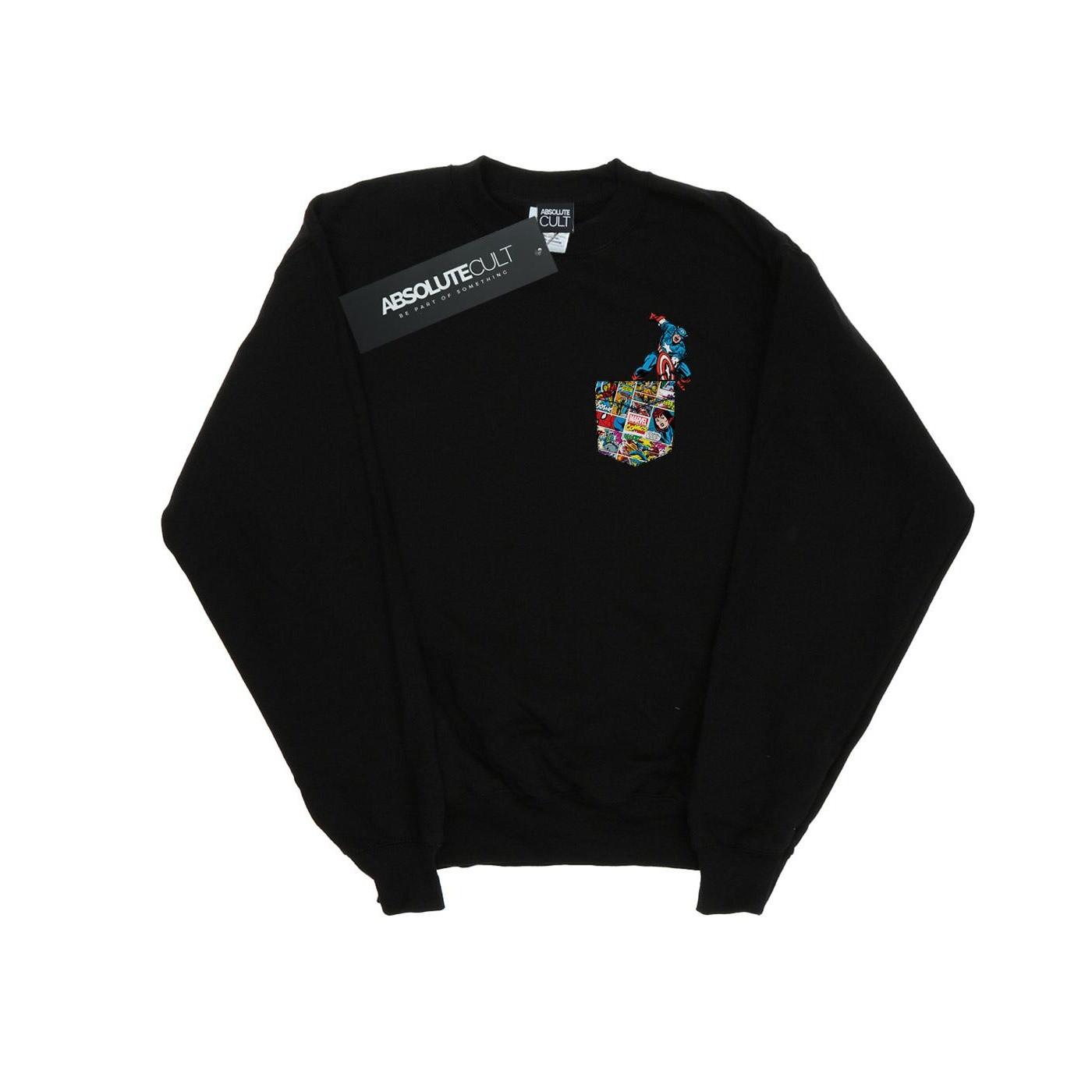 Image of Captain America Faux Pocket Sweatshirt Mädchen Schwarz 116