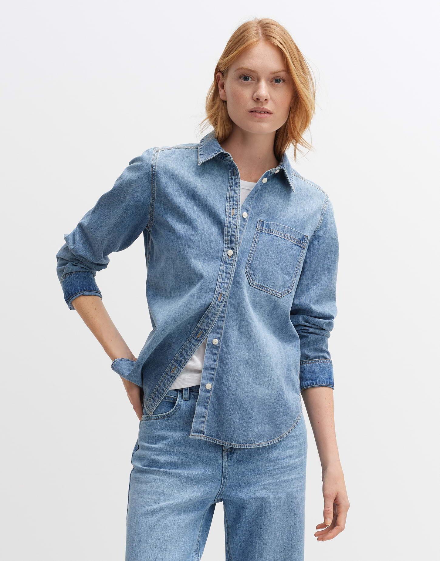 OPUS  Blouse en jean Fasera ocean coupe droite 