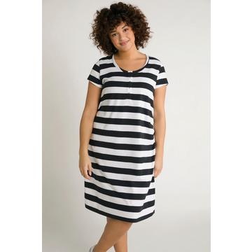 Robe Bellieva en jersey à manches courtes, fronces latérales. Coton bio, GOTS