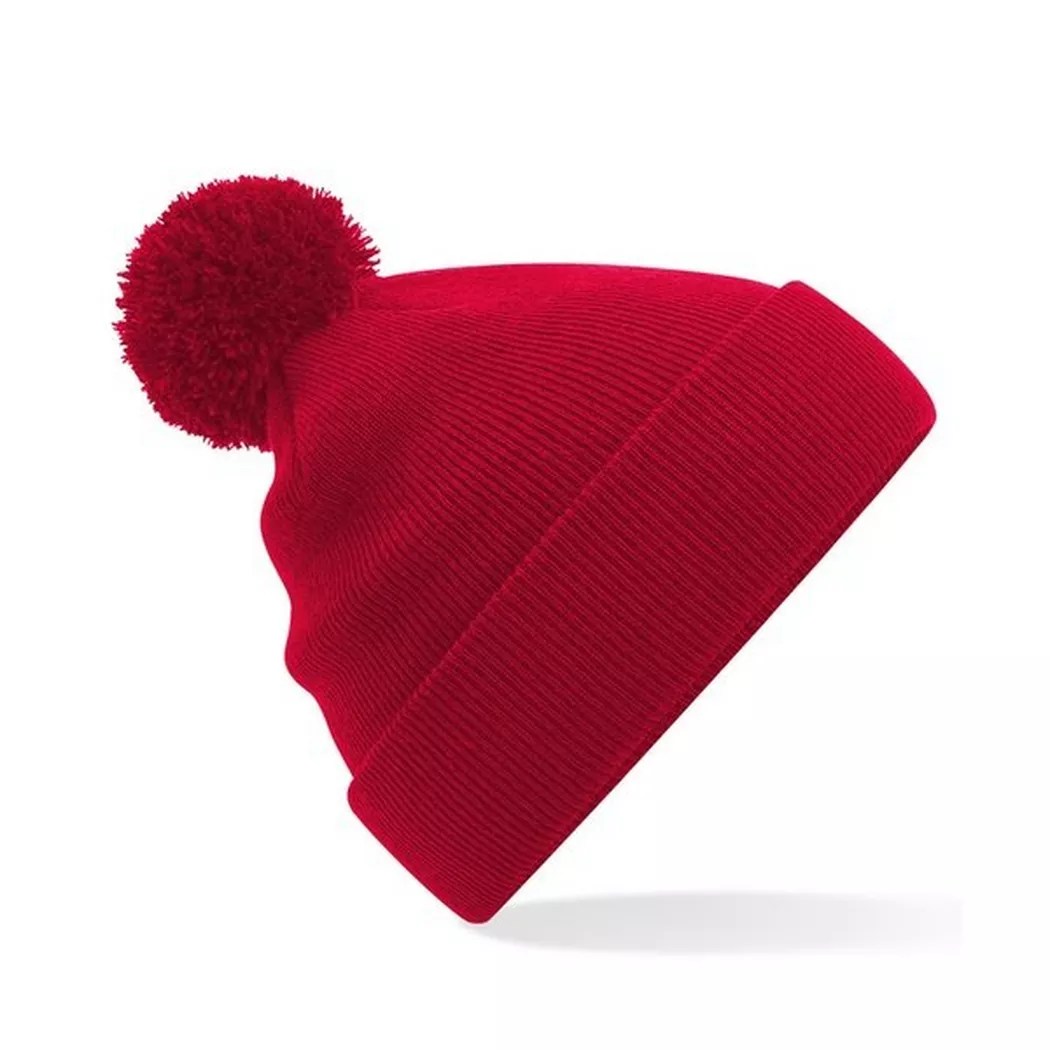 Beechfield - Original Mütze Bommel, One Size, Rosso Multicolore