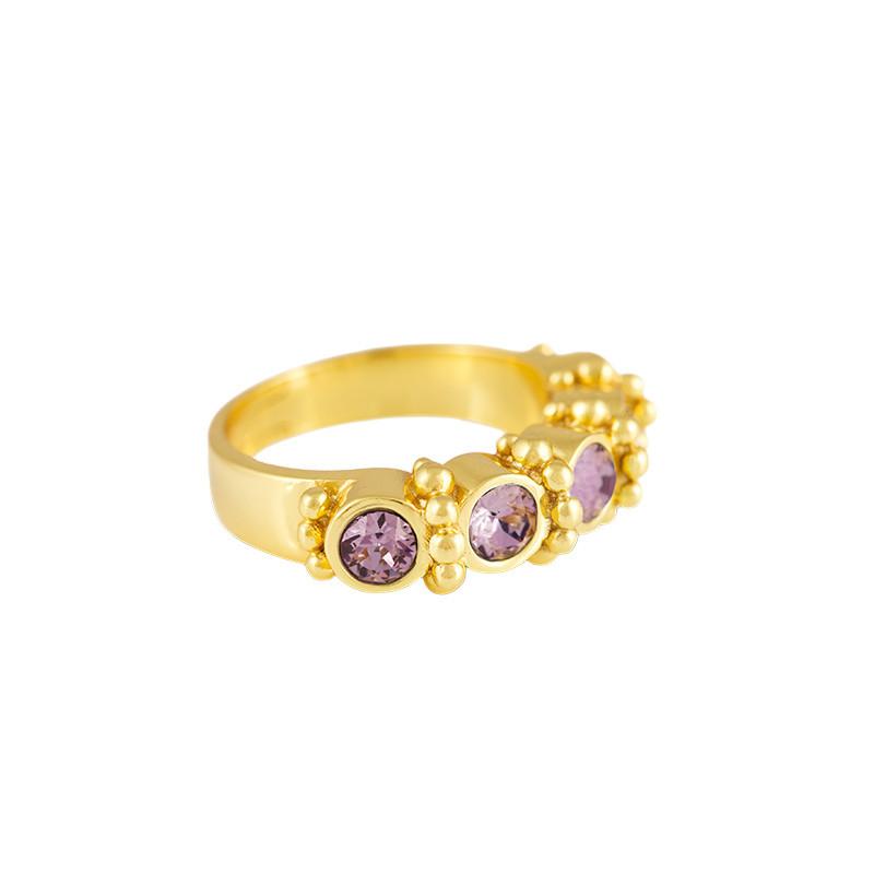 Image of Ring Mit Steinen "mia" Damen Rosa 54