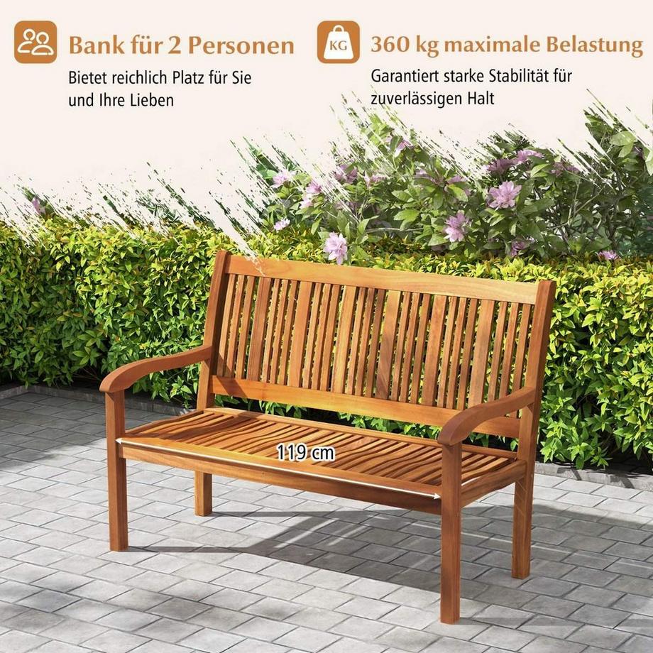 Northix Banc de jardin pour 2 à 3 personnes  