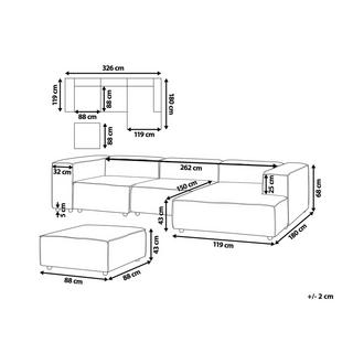 Beliani Canapé d'angle côté gauche avec ottoman en Lin Scandinave APRICA  