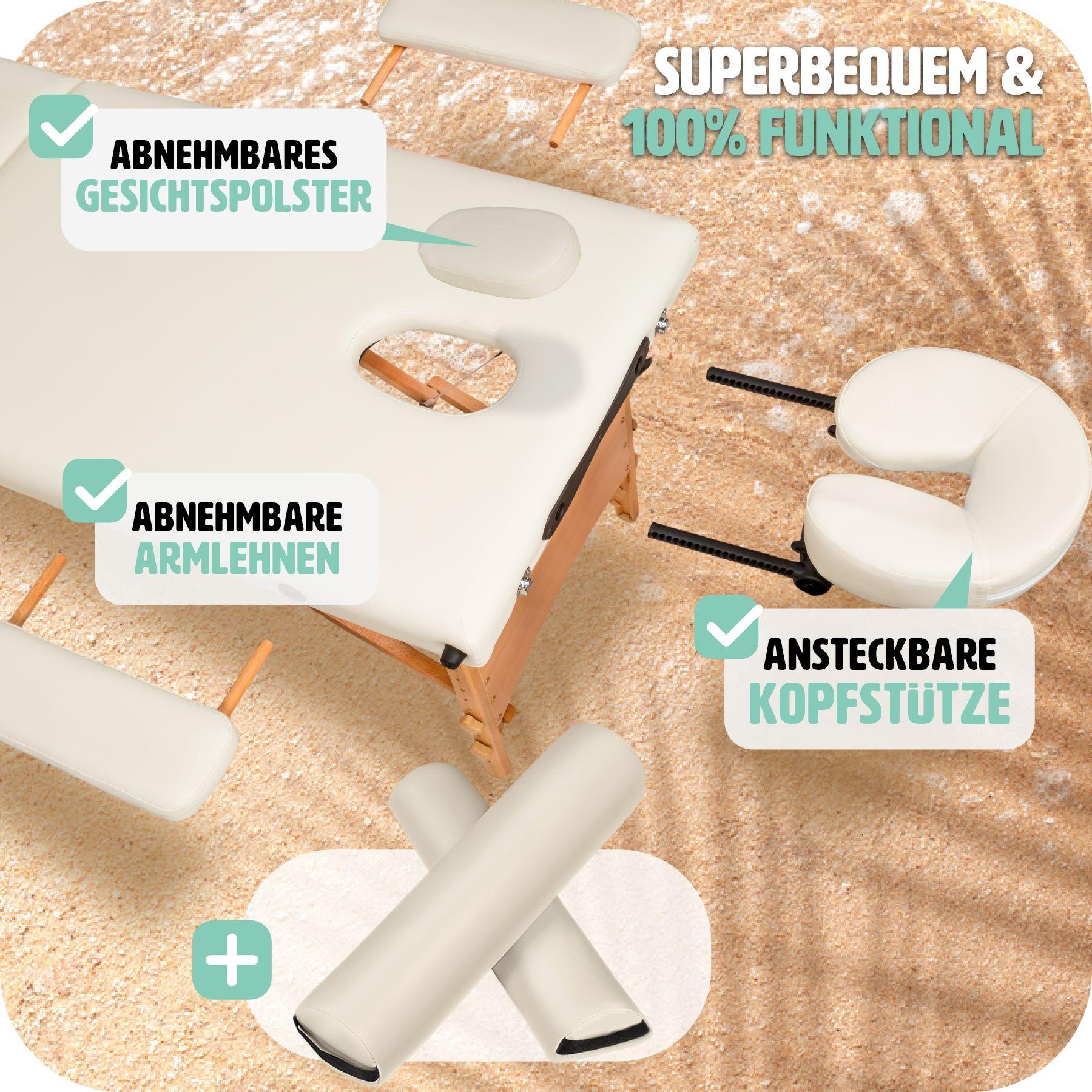 Tectake 2 Zonen Massageliege-Set Freddi mit 5cm Polsterung, Rollen und Holzgestell  