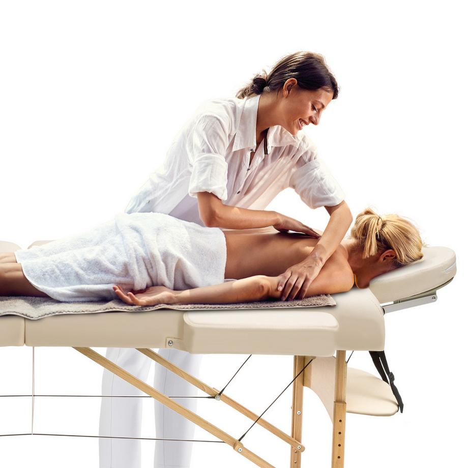 Tectake Table de massage portable pliante 2 zones FREDDI largeur 61 cm et rembourrage de 5 cm  