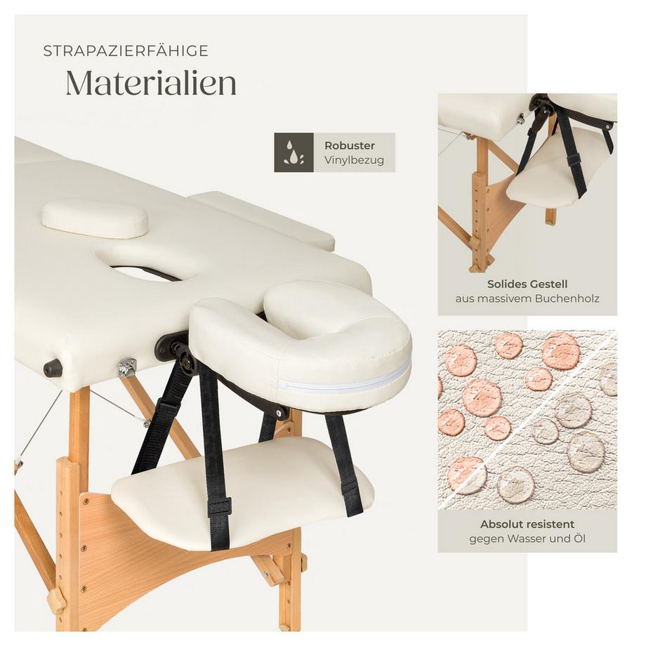 Tectake Table de massage portable pliante 2 zones FREDDI largeur 61 cm et rembourrage de 5 cm  