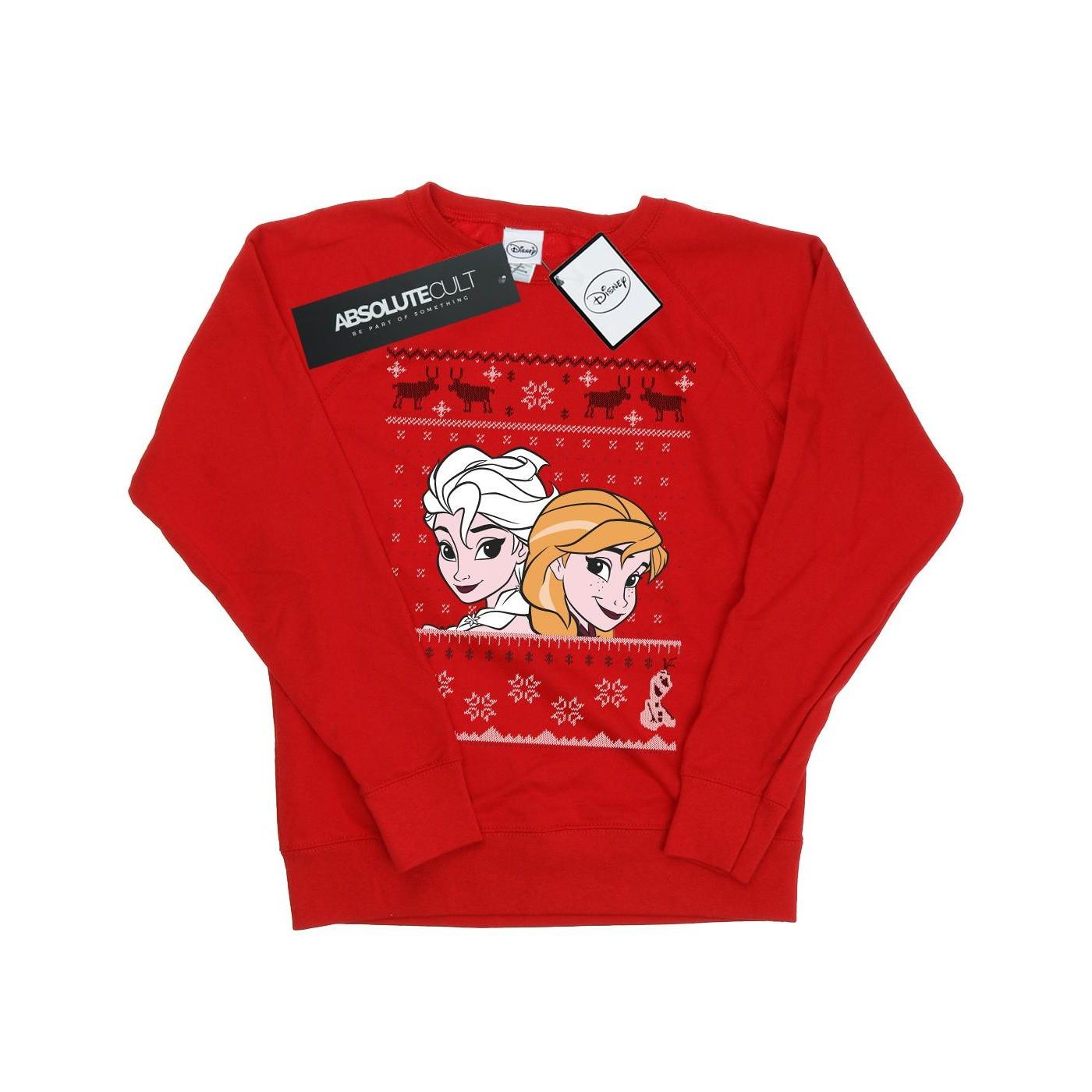 Image of Frozen Christmas Anna And Elsa Sweatshirt Damen Rot Bunt S