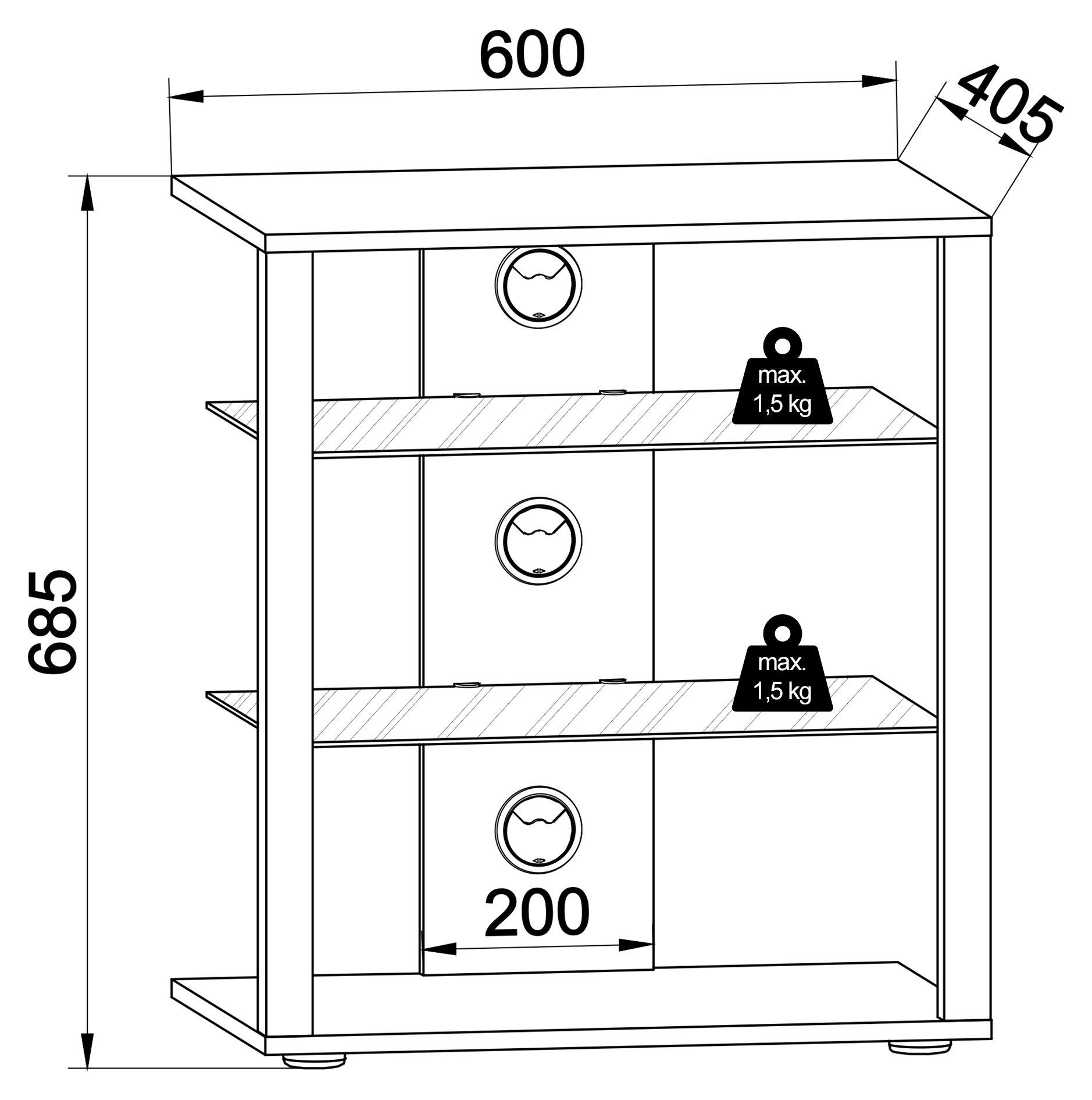 VCM  Meubles Hifi Rack Armoire Phono Etagère en verre Phono Mediaregal Folus Meubles Hifi Rack Armoire Phono Etagère en verre Phono Mediaregal Folus 