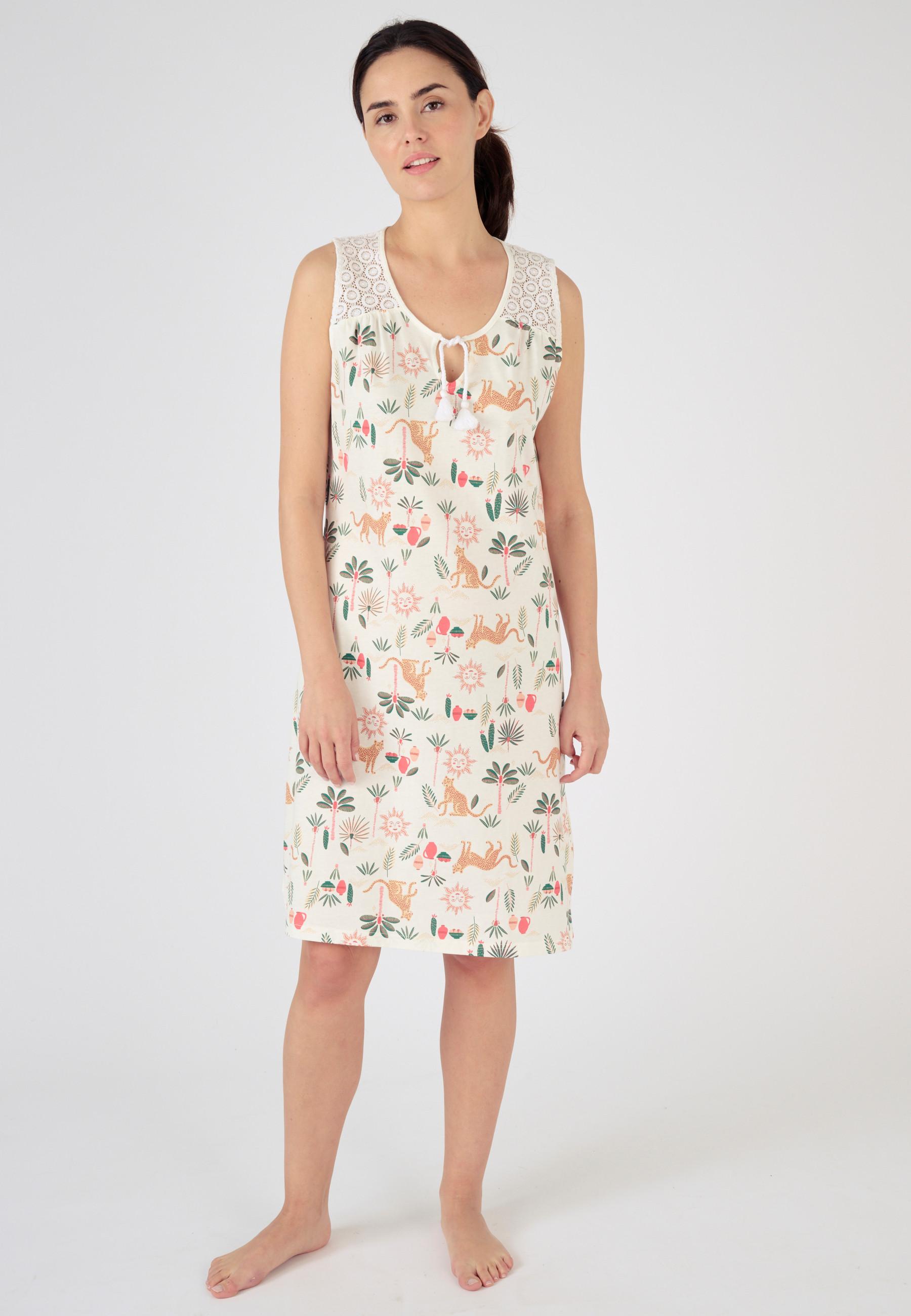 Image of Ärmelloses Nachthemd Aus Reiner Gekämmter Baumwolle Damen Rot 42/44