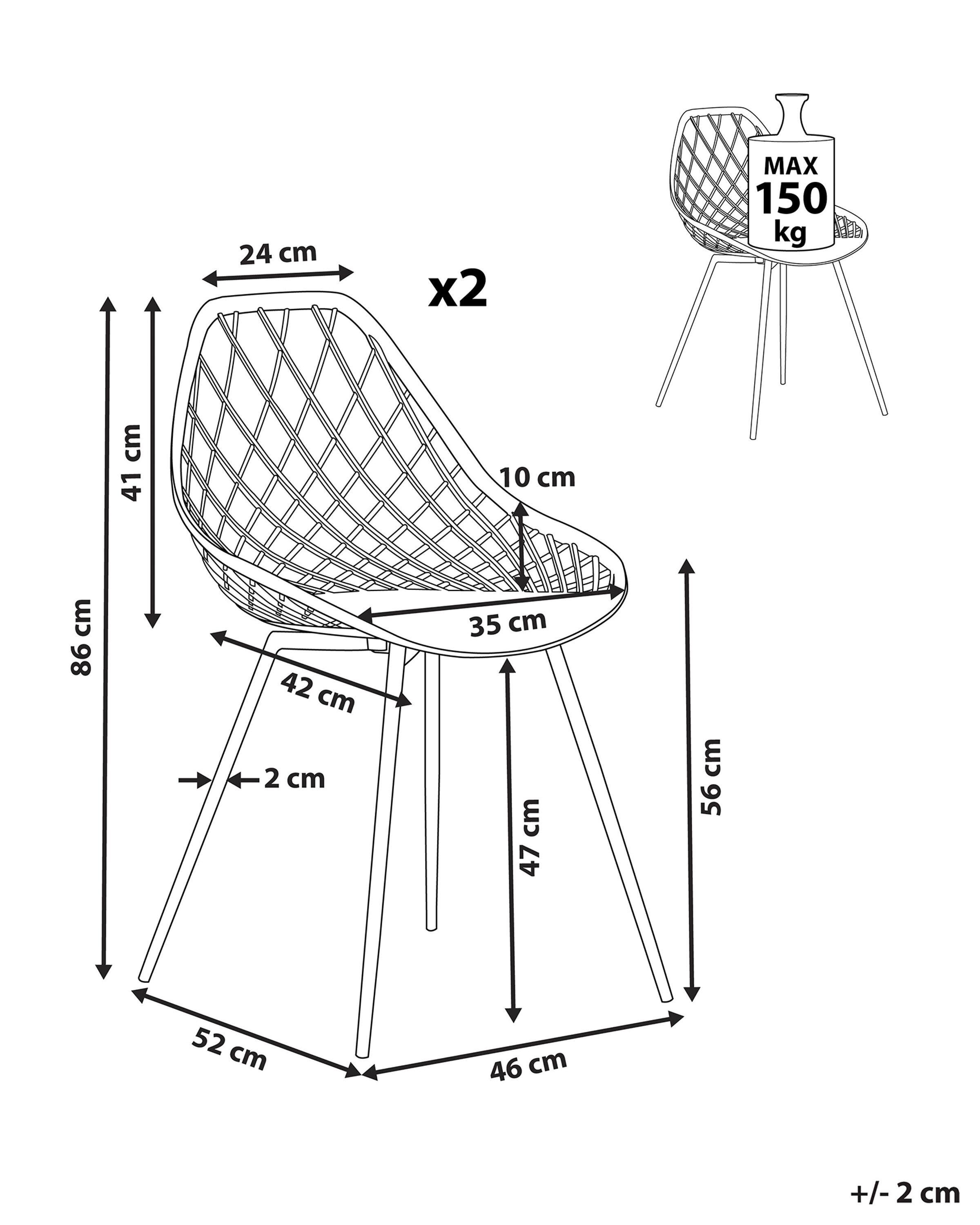 Beliani Lot de 2 chaises de salle à manger en Matière synthétique Moderne CANTON II  