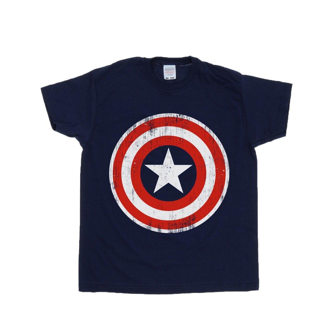 Image of Captain America Cracked Shield Tshirt Herren Marine 3XL
