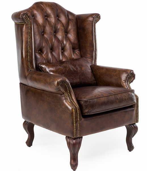 mutoni Ohrensessel Chesterfield Vintage Leder Crewe  