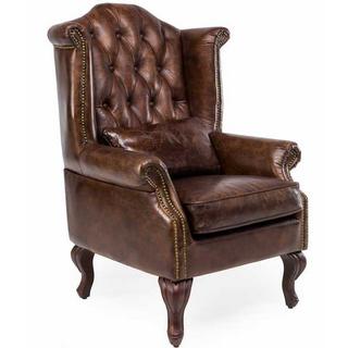 mutoni Ohrensessel Chesterfield Vintage Leder Crewe  