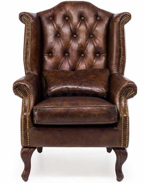 mutoni Ohrensessel Chesterfield Vintage Leder Crewe  