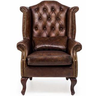 mutoni Ohrensessel Chesterfield Vintage Leder Crewe  