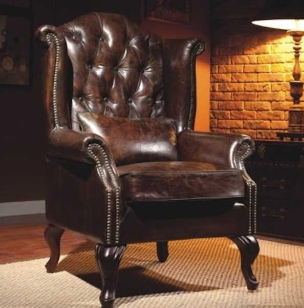 mutoni Ohrensessel Chesterfield Vintage Leder Crewe  