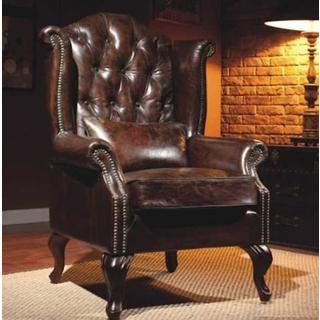 mutoni Ohrensessel Chesterfield Vintage Leder Crewe  