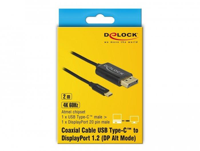 DeLock  DeLOCK 83710 câble vidéo et adaptateur 2 m USB Type-C DisplayPort Noir 