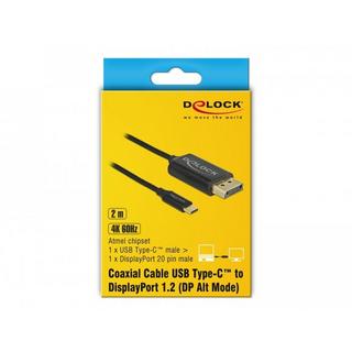 DeLock  DeLOCK 83710 Videokabel-Adapter 2 m USB Typ-C DisplayPort Schwarz 