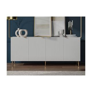 Vente-unique Credenza con 4 ante in MDF e Acciaio Bianco e Dorato - YESINIA  