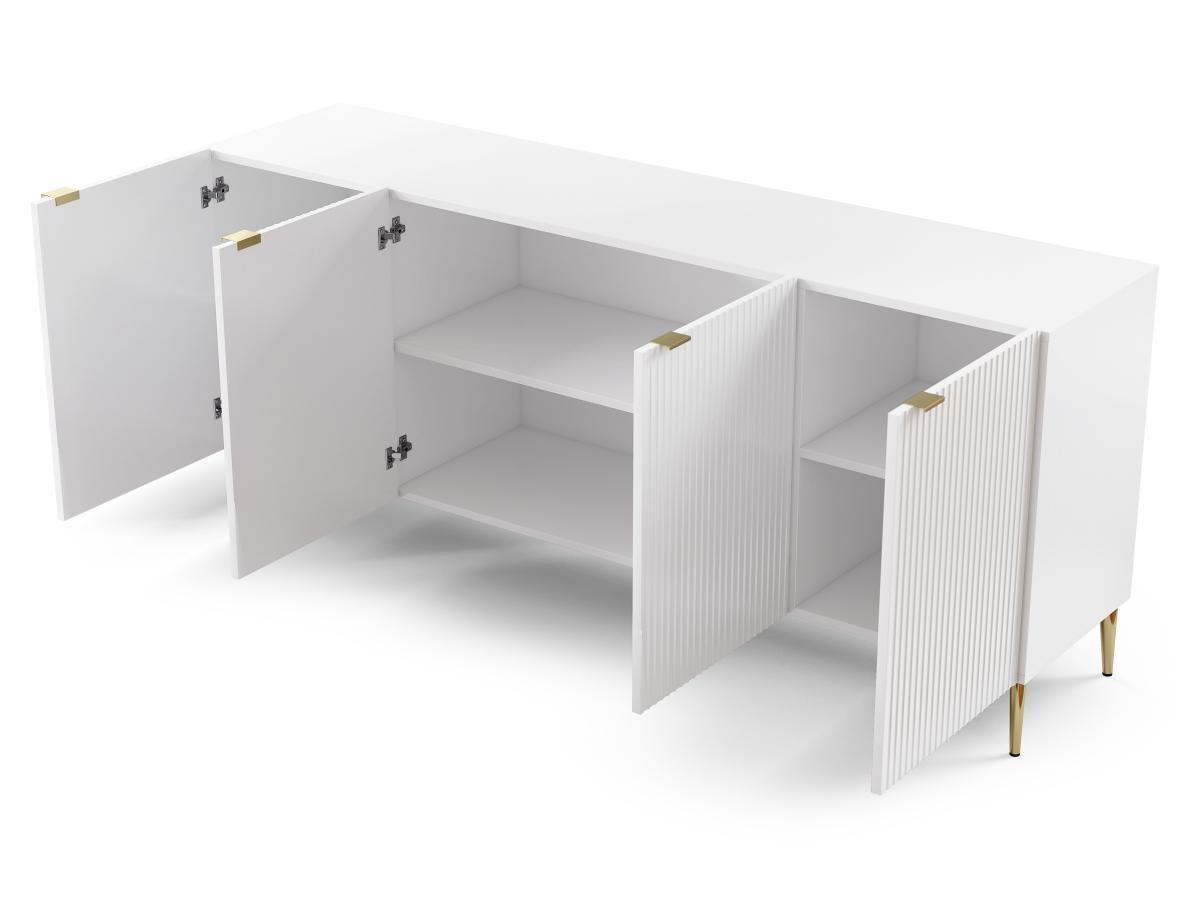 Vente-unique Credenza con 4 ante in MDF e Acciaio Bianco e Dorato - YESINIA  