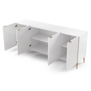 Vente-unique Credenza con 4 ante in MDF e Acciaio Bianco e Dorato - YESINIA  