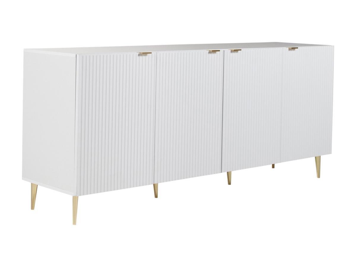 Vente-unique Credenza con 4 ante in MDF e Acciaio Bianco e Dorato - YESINIA  