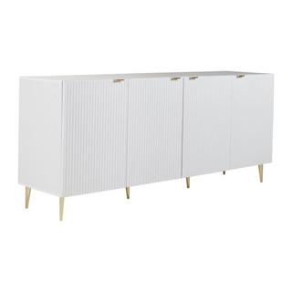 Vente-unique Credenza con 4 ante in MDF e Acciaio Bianco e Dorato - YESINIA  