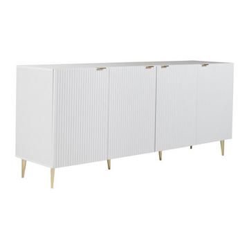 Buffet avec 4 portes en MDF et acier - Blanc et doré - YESINIA