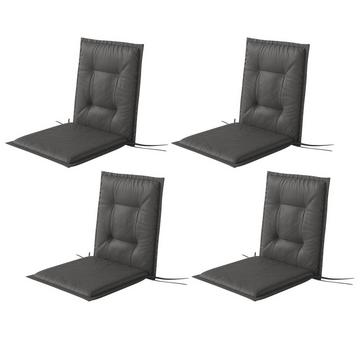 Lot de 4 coussins de siège 108 x 50 x 5 cm, coussins de chaise avec attaches, coussin de siège extérieur et intérieur, coussin de banc pour meubles de jardin, chaise de salle à manger, gris foncé