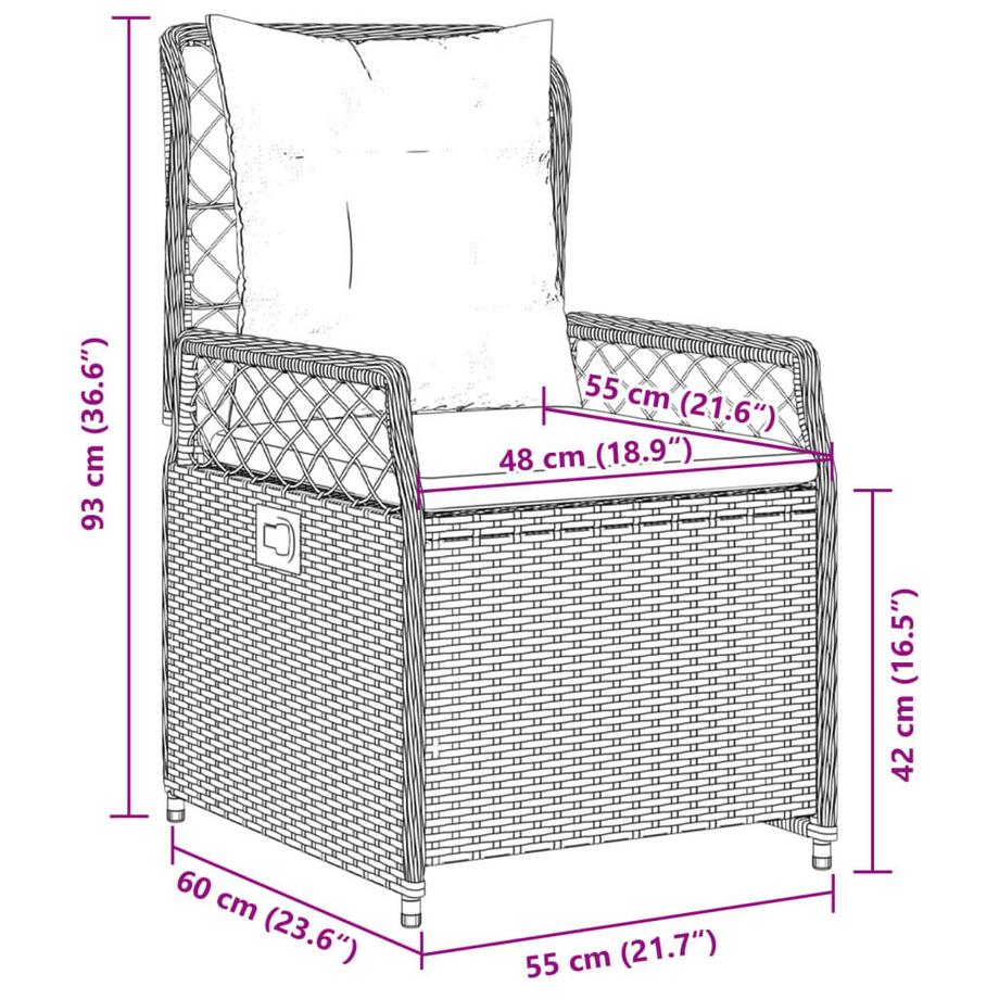 VidaXL Gartensessel verstellbar poly-rattan  