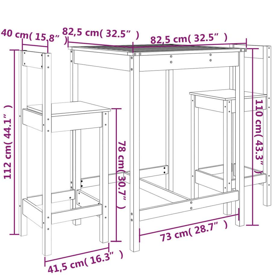 VidaXL Gartenbar set kiefernholz  