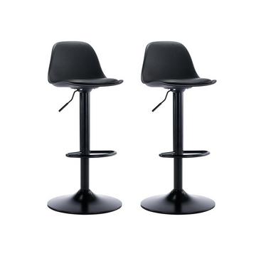 Lot de 2 tabourets de bar en polypropylène et métal - Hauteur réglable - Noir - XAFY