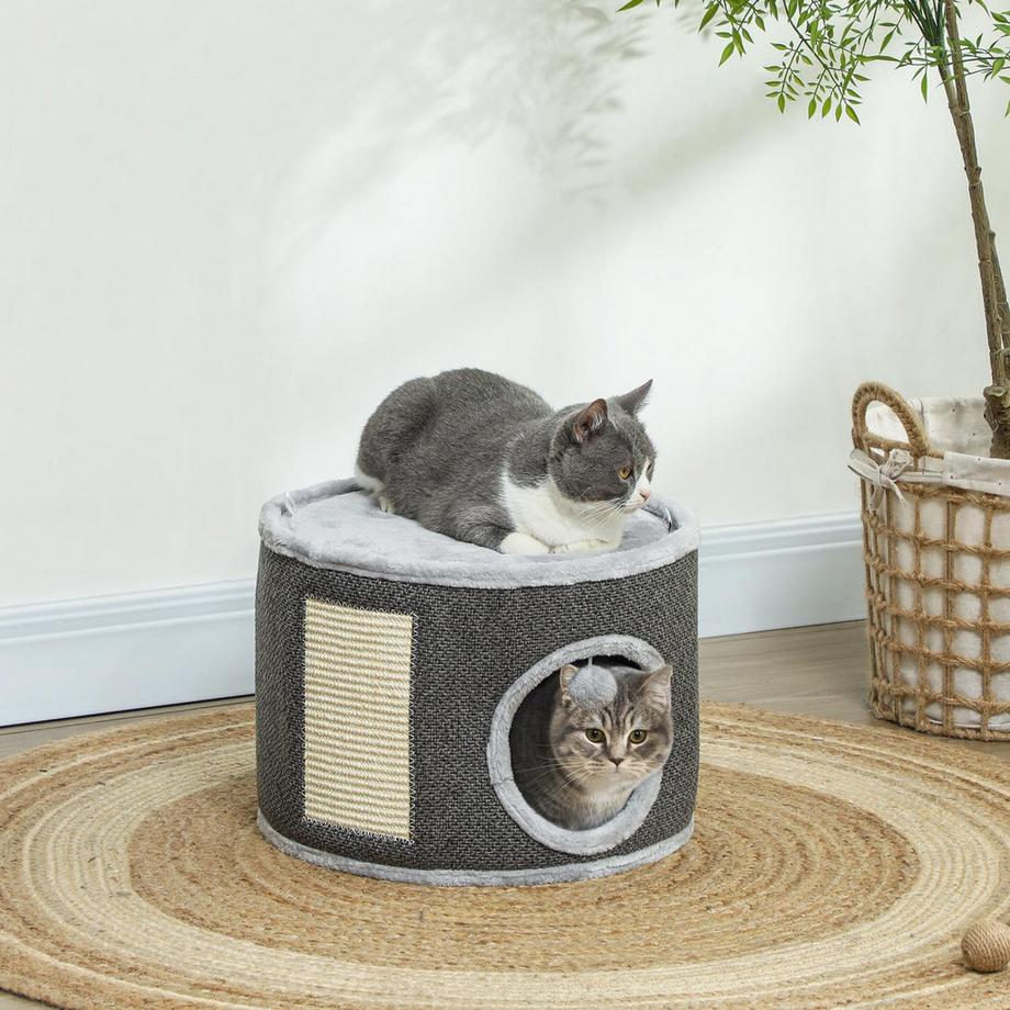 Northio  Griffoir, 30 cm de haut, avec grotte, griffoir, tour à chat en sisal, pour chats jusqu'à 5 kg, gris foncé 