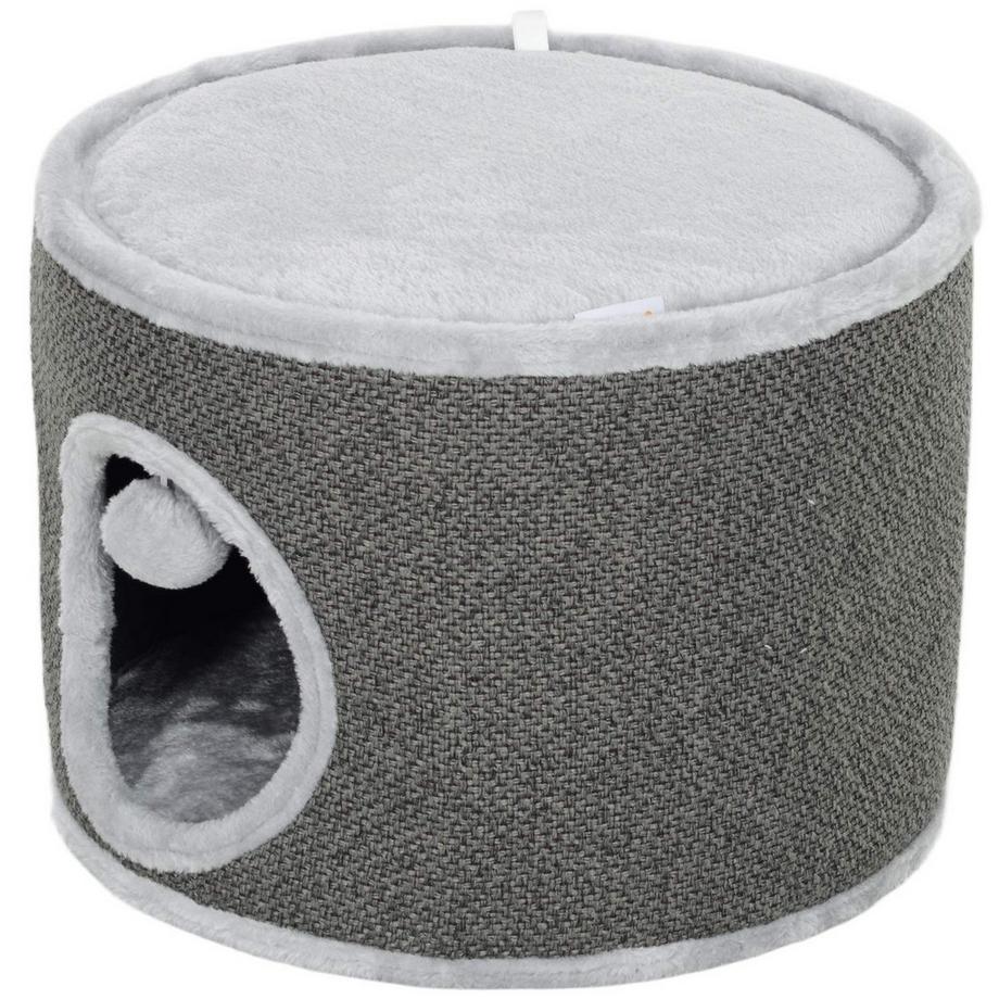 Tiragraffi, botte per gatti alta 30 cm con grotta, tiragraffi, torre per gatti in sisal, per gatti fino a 5 kg, grigio scuro
