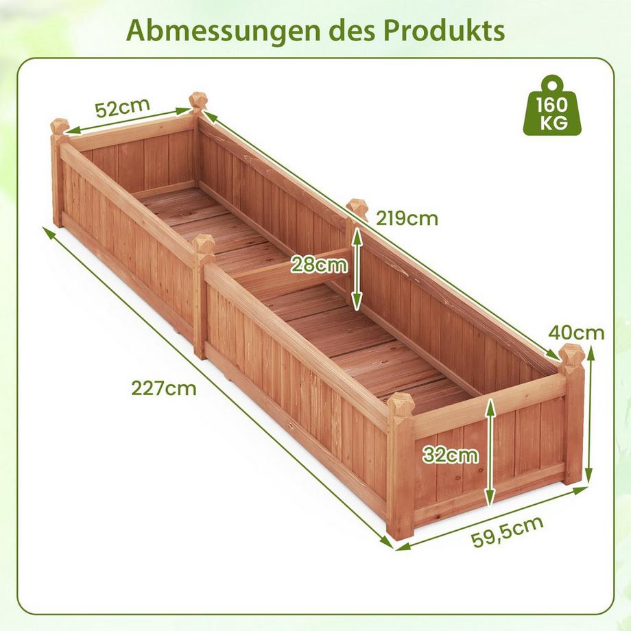Northix Fioriera rialzata con divisorio  