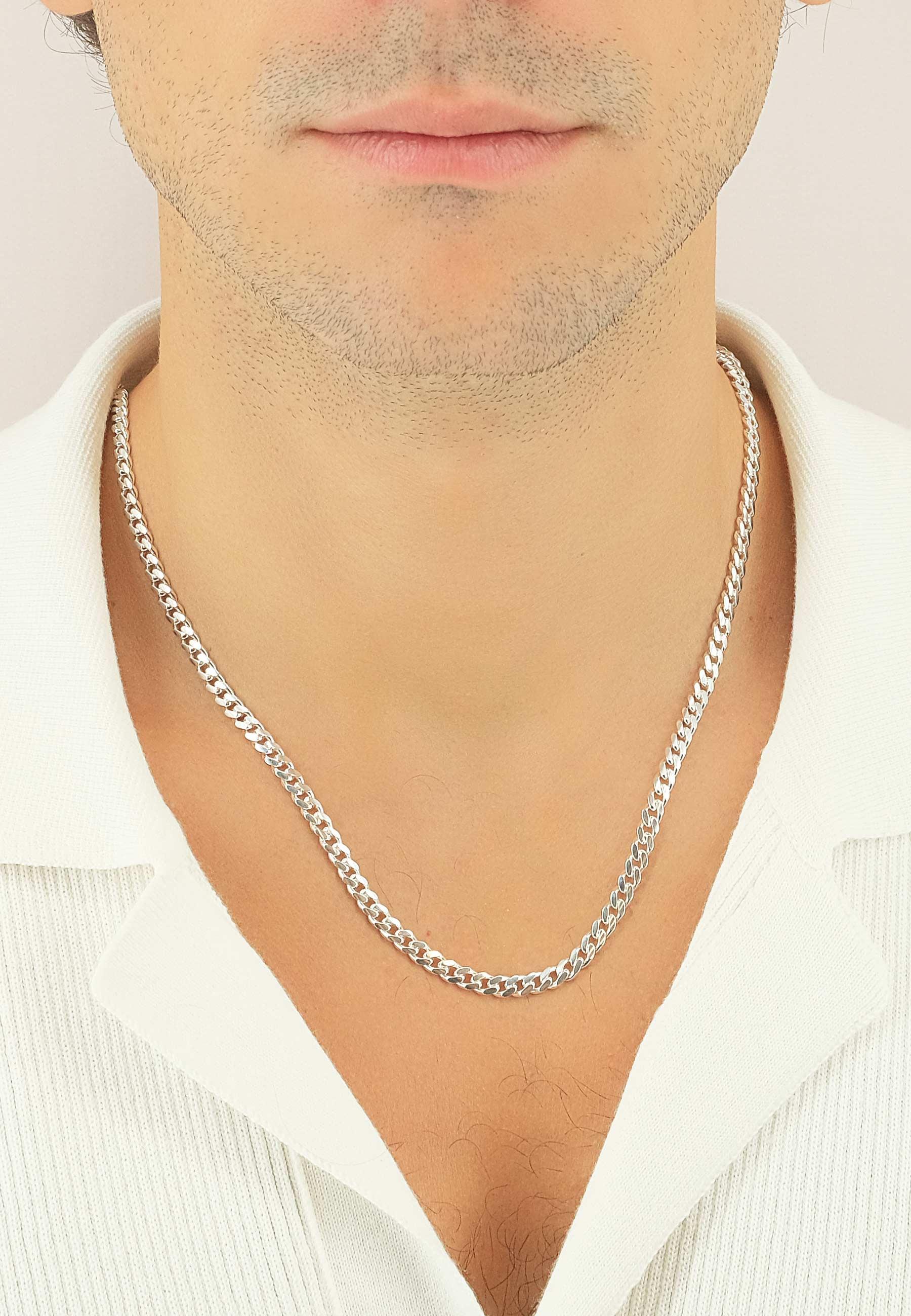 MUAU Schmuck  Collier Panzer Silber 925, 4.5mm, 60cm 