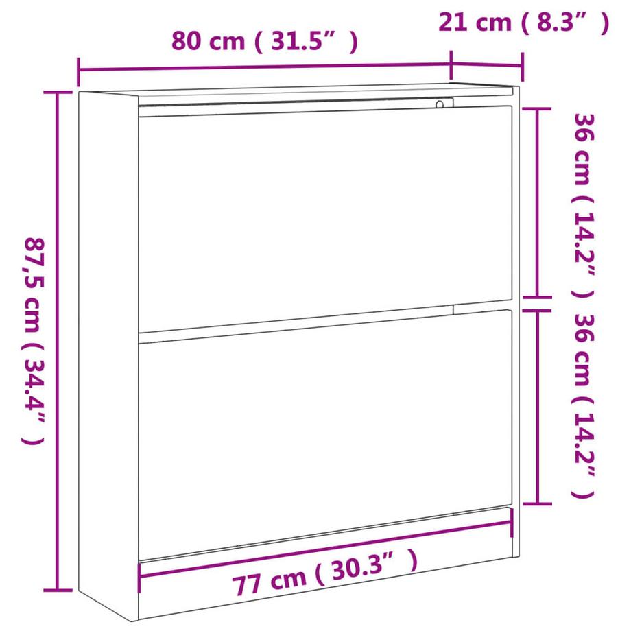 VidaXL Armoire à chaussures bois d'ingénierie  