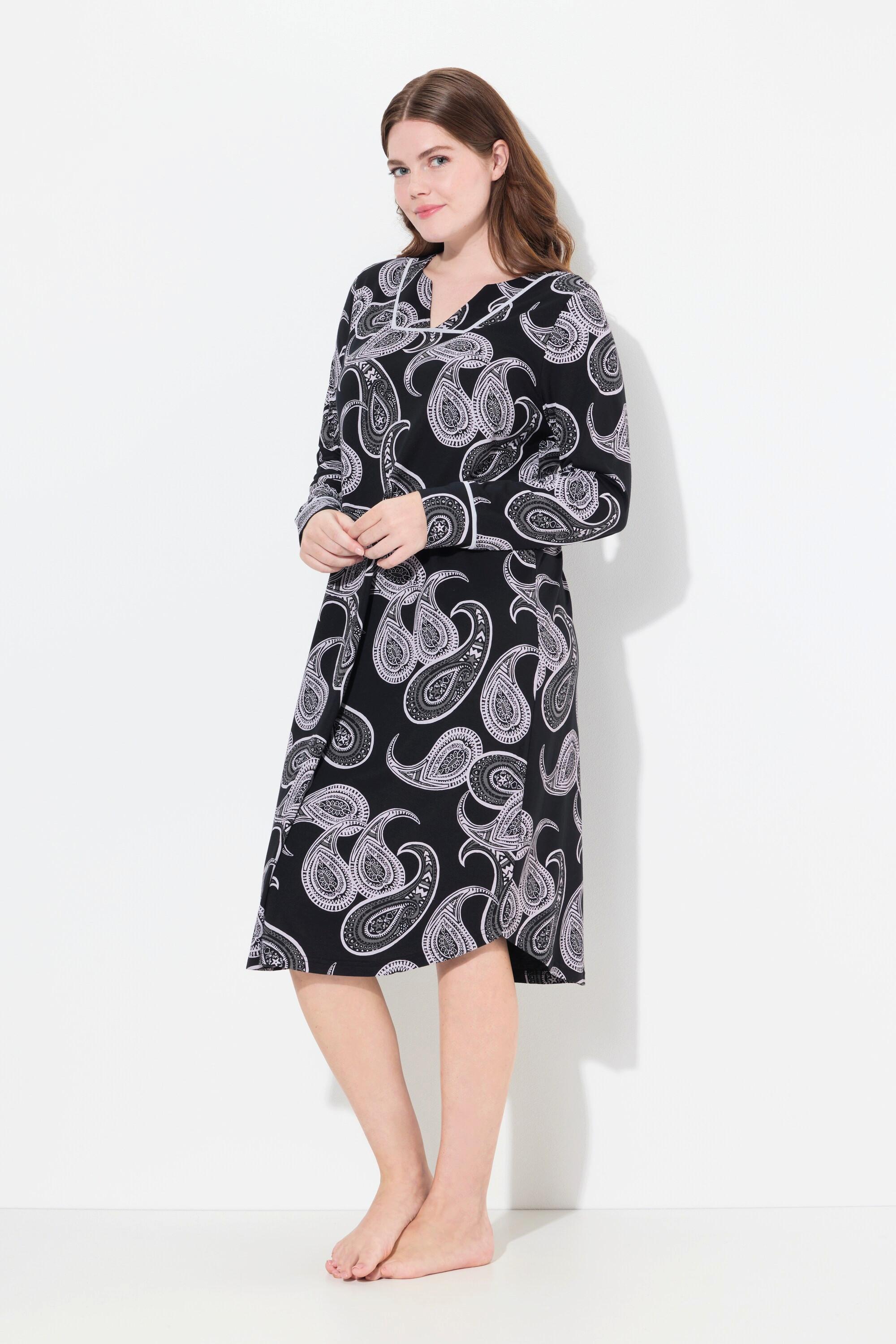 Ulla Popken Cachemire Col Tunisien Manches Longues Chemise de Nuit  