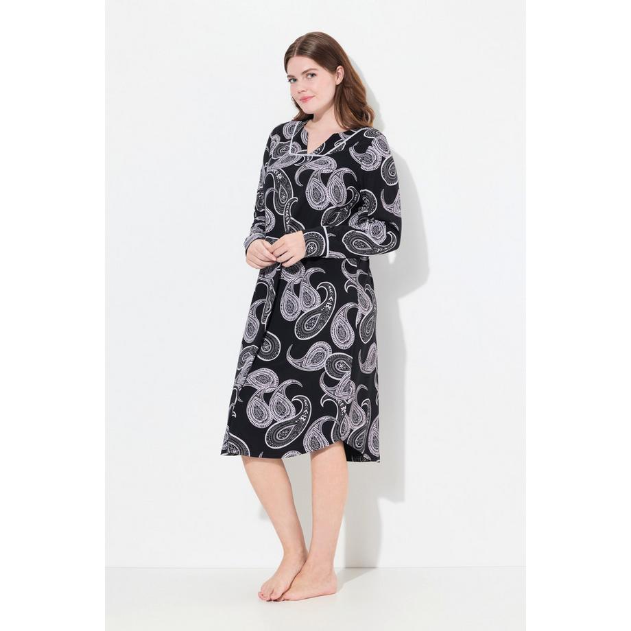 Ulla Popken Paisley Scollo a Tunica Maniche Lunghe Camicia da Notte  