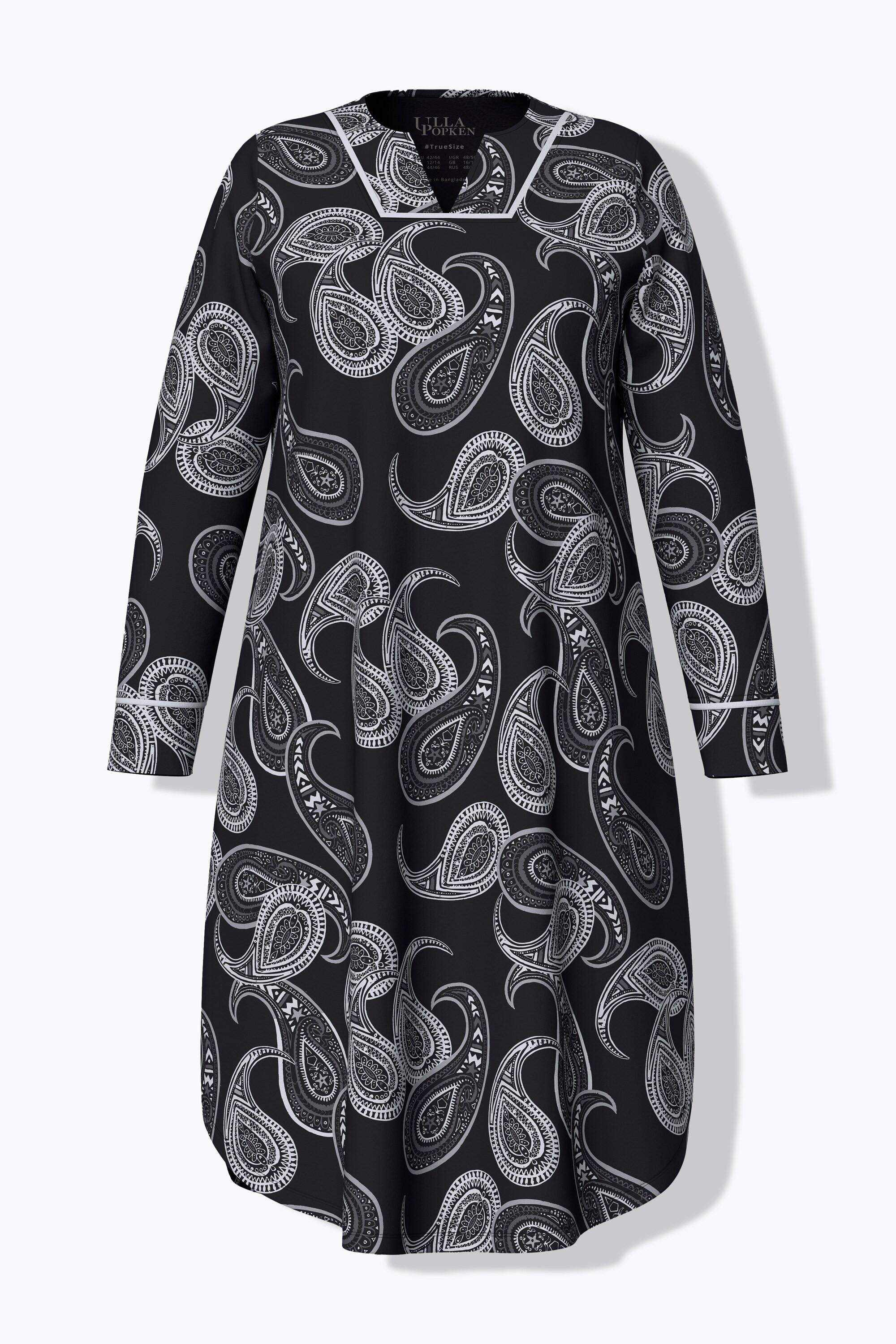 Ulla Popken Cachemire Col Tunisien Manches Longues Chemise de Nuit  